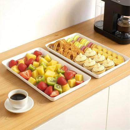 4 Pcs Serving Tray for Entertaining, Grilling BBQ Accessories, Serving Platters for Snacks, Fruit, Reusable Plastic Trays for Serving Food and Pantry Organization in Kitchen & for Easterparties