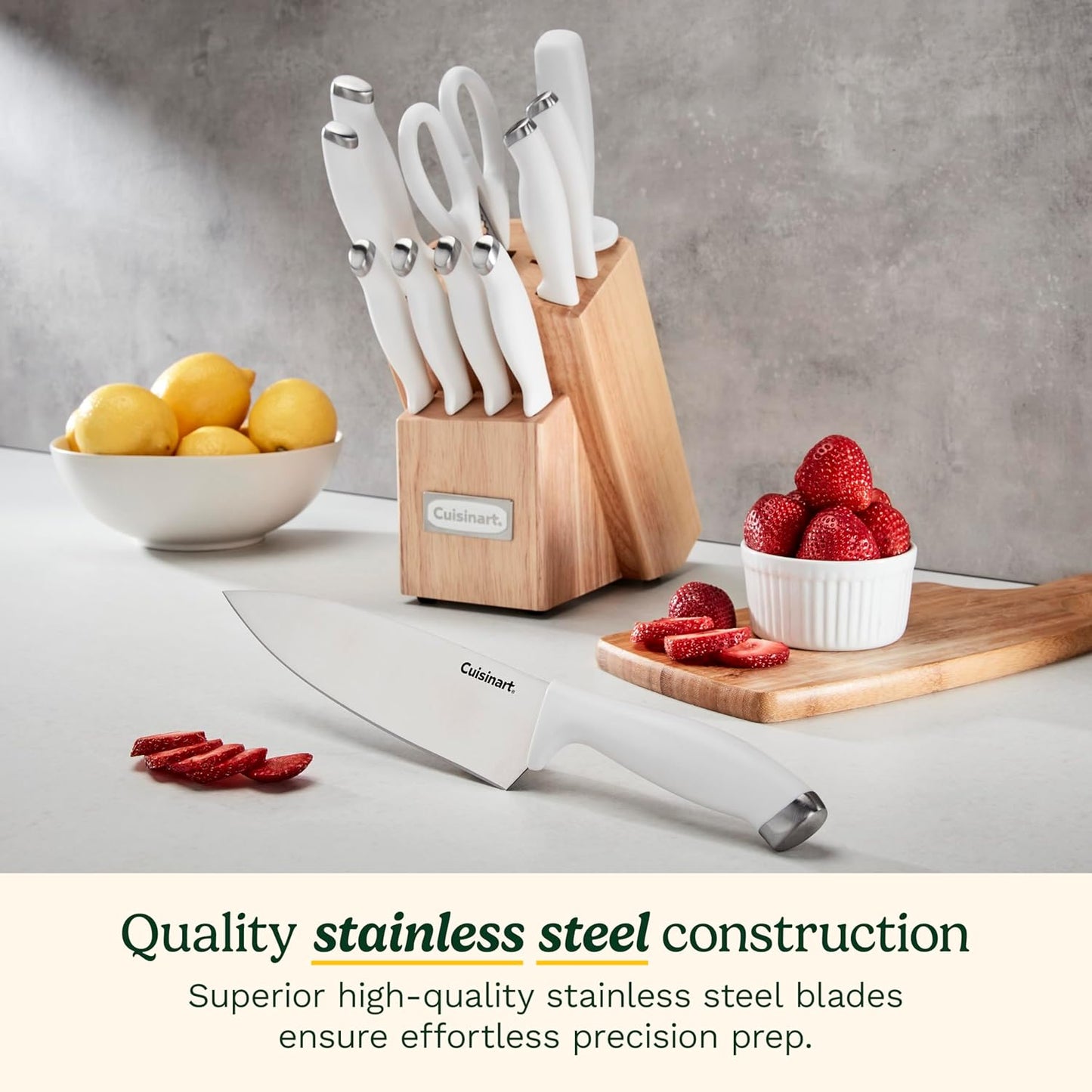 Block Knife Set, 12Pc Cutlery Knife Set with Steel Blades for Precise Cutting, Lightweight, Stainless Steel, Durable & Dishwasher Safe, C77SSW-12P