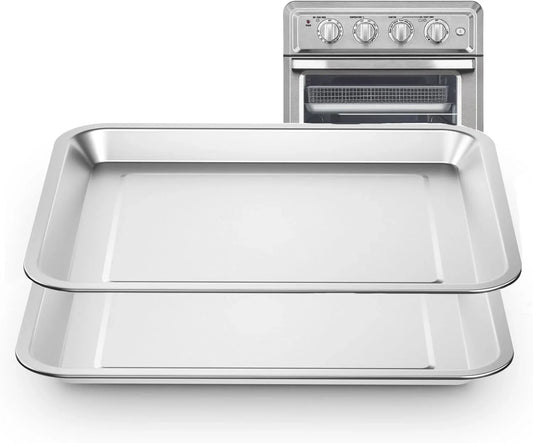Baking Sheet Pan for Cuisinart Toaster Oven Tray,Air Fryer Tray Replacement for Cuisinart Air Fryer TOA-060 and TOA-065 Toa-70,Cookie & Bread Baking Pan (12.4X11Inch) 2 PCS
