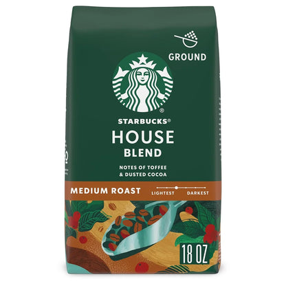 Ground Coffee, Medium Roast Coffee, House Blend, 100% Arabica, 1 Bag (18 Oz)