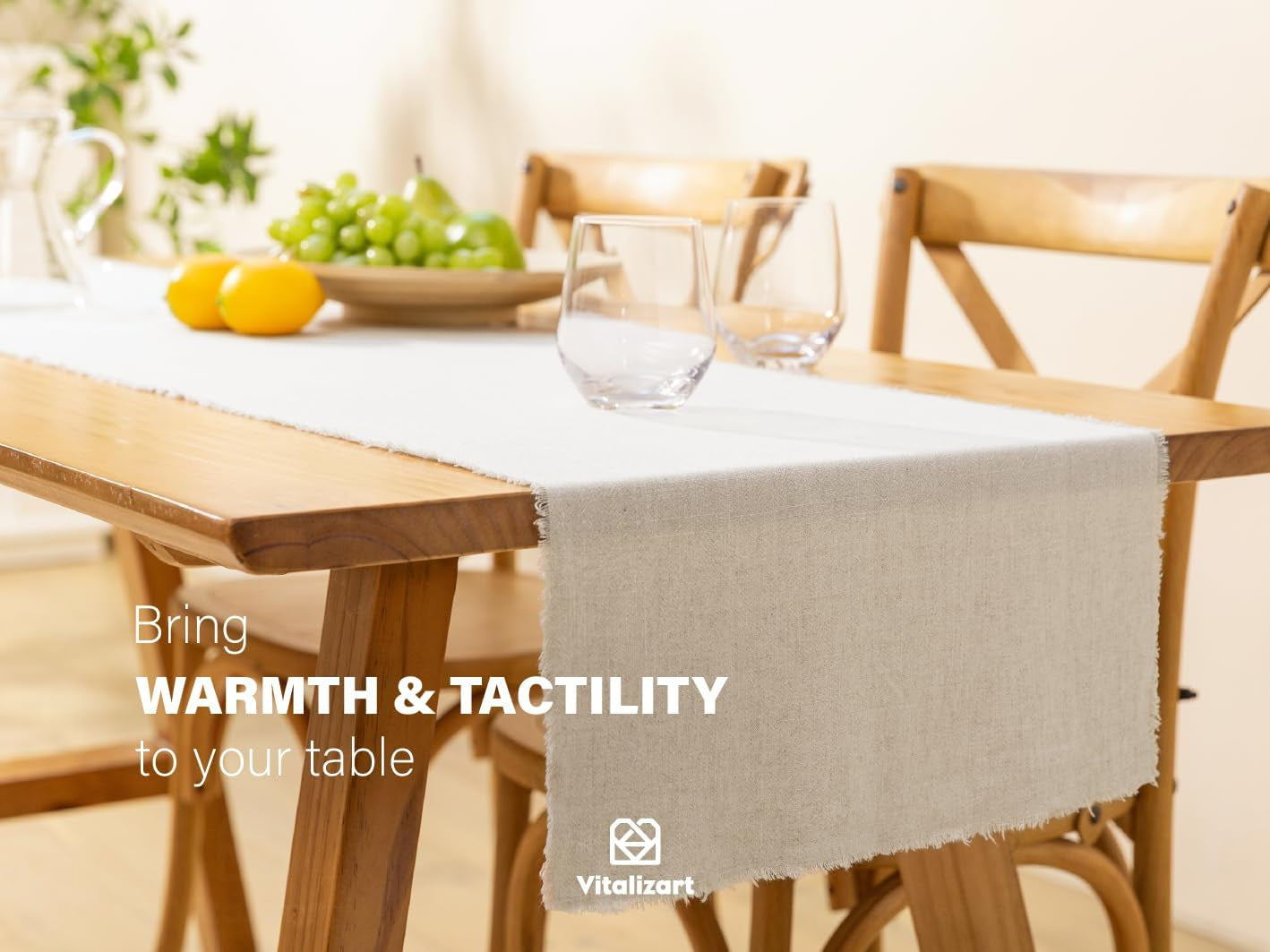 Beige Table Runner 14 X 72 Inches Long Slub Texture Cotton Linen Table Runner for Rustic Home Decorations Dining Room Wedding Decor Reception Bridal Shower Thanksgiving Christmas