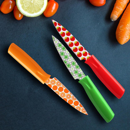 Tomodachi Kitchen Essentials with Blade Guards – 3-Piece Printed Paring Knife Set