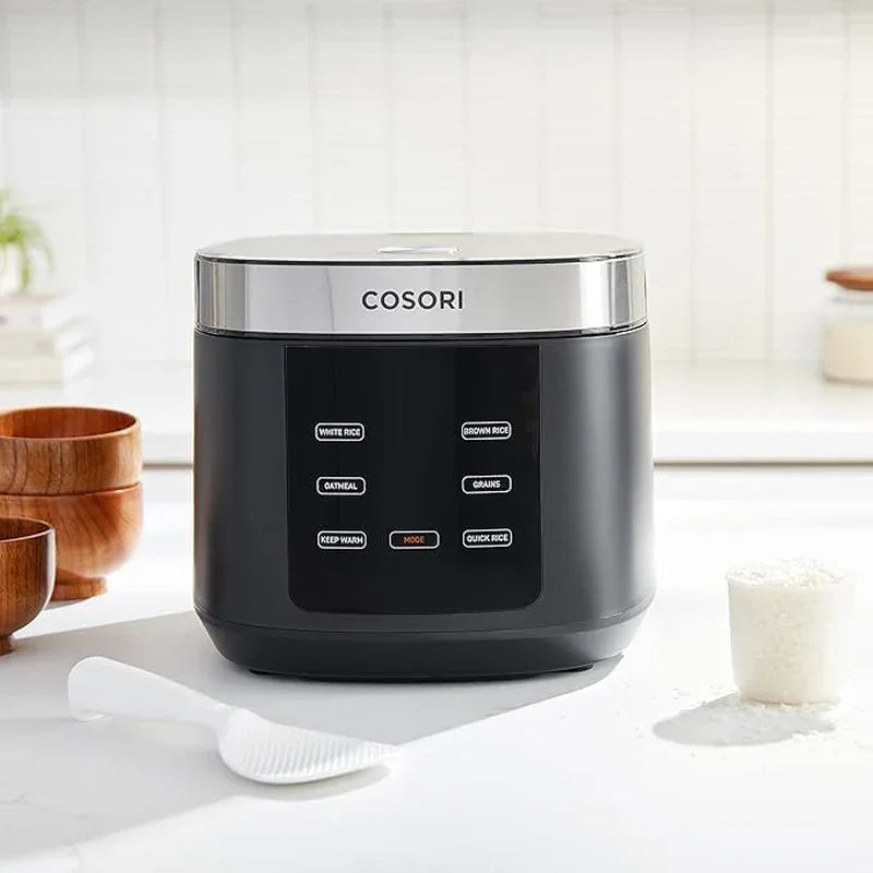 Rice Cooker 10 Cup, 24H Keep Warm, Non-Stick Ceramic Inner Pot, 18 Functions Fuzzy Logic Rice Maker with Stainless Steel Steamer Basket, Sauté, Slow Cooker, Black
