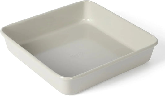 Gallen 9 Inch Square Nonstick Carbon Steel Cake Pan – Cool Grey, Durable Bakeware for Even Baking and Easy Release