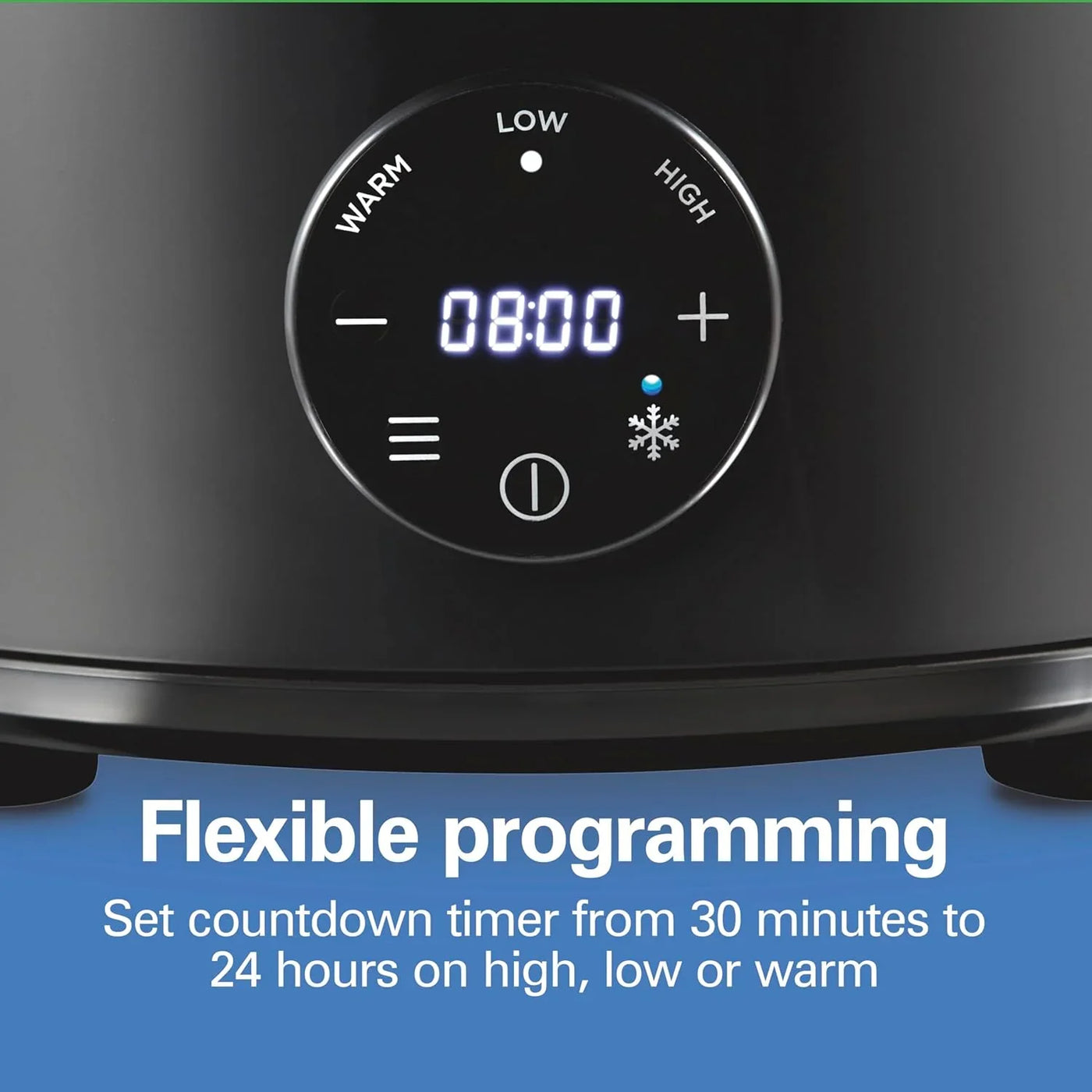 6 Quart Set & Forget Programmable Slow Cooker with Defrost Function, Flexible Programming, Adjustable Countdown Timer, Large Dishwasher Safe Stoneware Crock and Glass Lid, Black (33765)