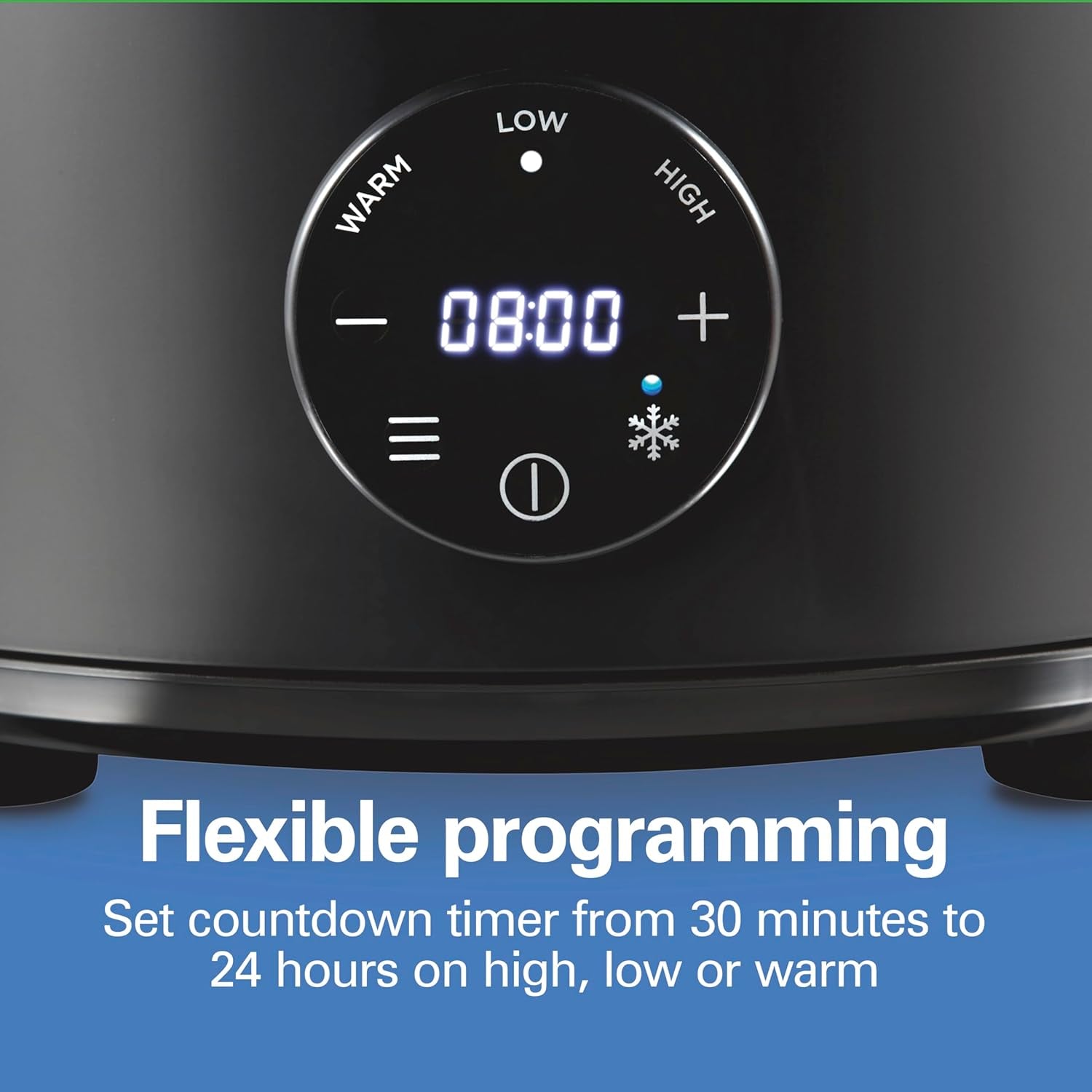 6 Quart Set & Forget Programmable Slow Cooker with Defrost Function, Flexible Programming, Adjustable Countdown Timer, Large Dishwasher Safe Stoneware Crock and Glass Lid, Black (33765)
