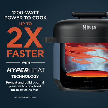 Hyperheat 9-In-1 6.5-Qt Pressure Cooker | Steams, Slow Cooks, Sears, Sautés, Sous Vide, Yogurt & More | with Simpliserve Pot | Powerful 1200-Watt | Blue Macaron | PC201