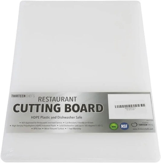 Plastic Cutting Board - 18 X 12 X 0.5 Inch, Professional Grade HDPE, NSF Approved, Large Size and Dishwasher Safe