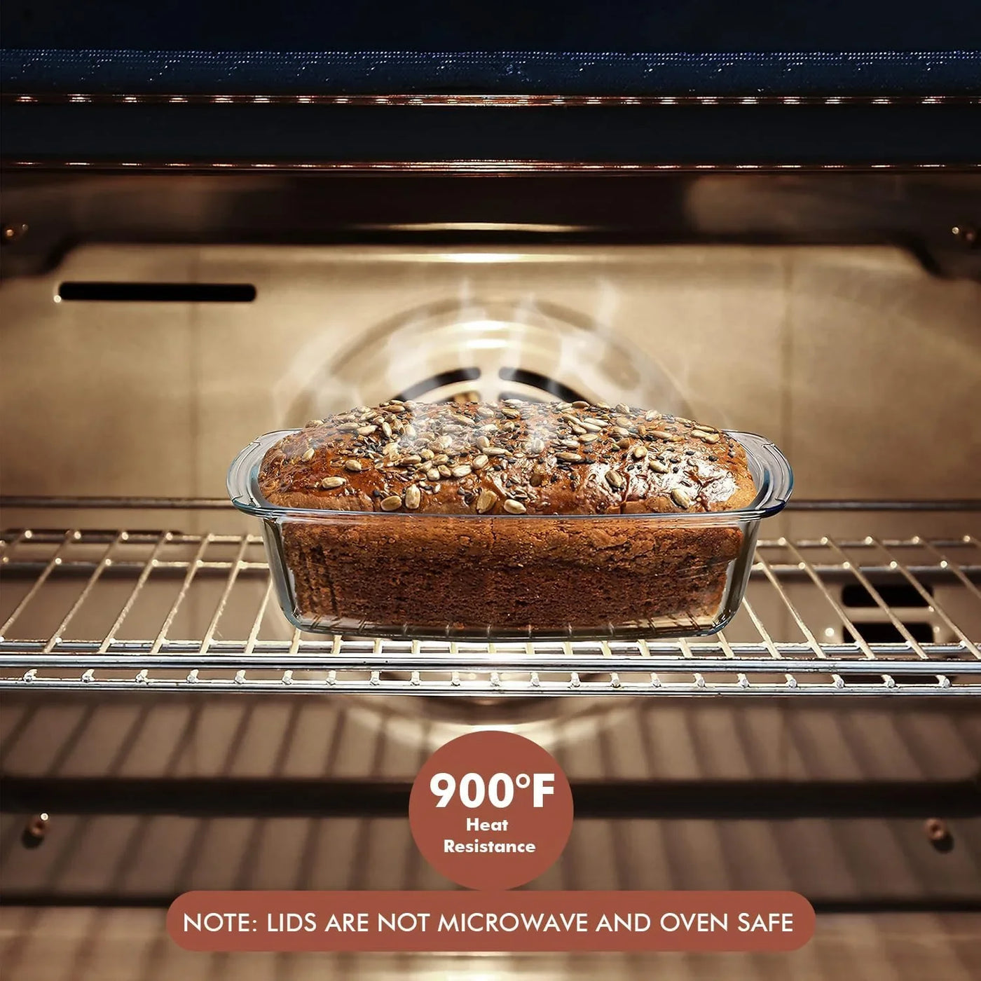 LARGE 7.6 Cups/1800 ML/1.9 Qt Glass Loaf Pan with Lids (Set of 2) - Meatloaf Pan BPA Free Airtight Lids Grip Handle Easy Carry, Microwave and Oven Safe - Loaf Pans for Baking Bread, Cakes