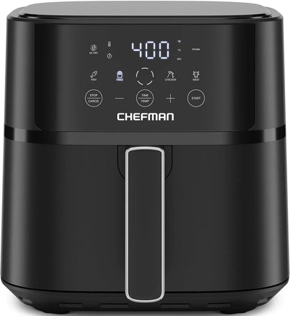 Air Fryer – 6 QT Compact Airfryer for Quick & Easy Meals in Minutes, Features Hi-Fry Technology for Extra Crisp, Touchscreen Controls with 4 Presets, Nonstick & Dishwasher Safe Basket - Black