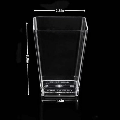 5-Ounce Transparent Square Dessert Cups (50 Dessert Cups+50 Spoons)