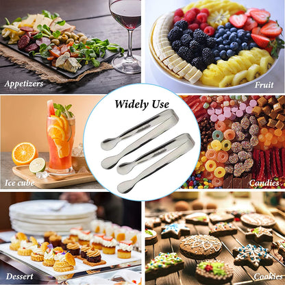 6PCS Ice Tongs Mini Sugar Tongs 4.25Inch Stainless Steel Kitchen Utensils Set,Small Serving Tong and Tiny Kitchen Tong for Appetizers,Tea Party, Coffee Bar, Desserts by  (Silver)