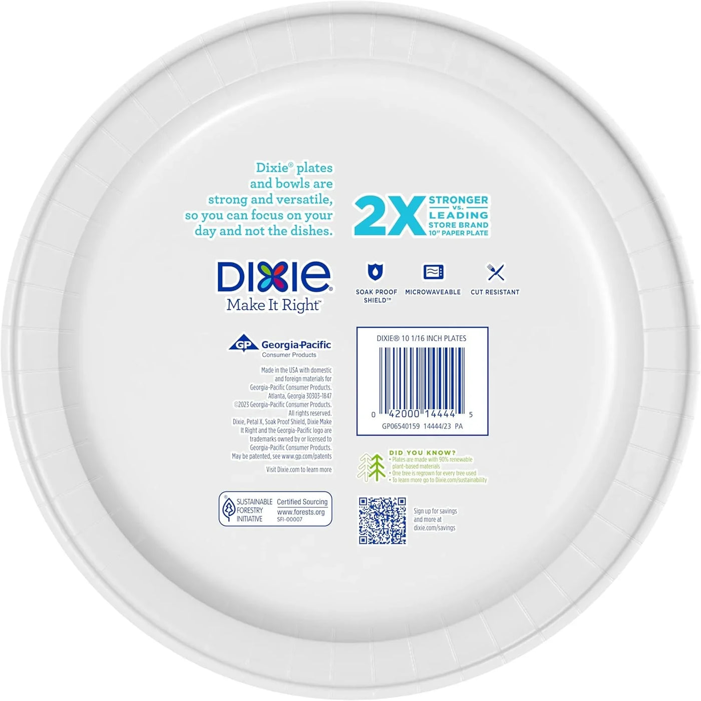 Large Paper Plates, 10 Inch, 150 Count, 2X Stronger*, Microwave-Safe, Soak-Proof, Cut Resistant, Disposable Plates for Everyday Breakfast, Lunch, & Dinner Meals