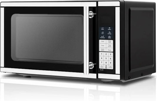 0.7 Cu.Ft Small Microwave Small Space, Mini Microwave with 6 Auto Menus and Child Lock, 700W Countertop Oven for Apartments, Dorm and Kitchen, Stainless Steel