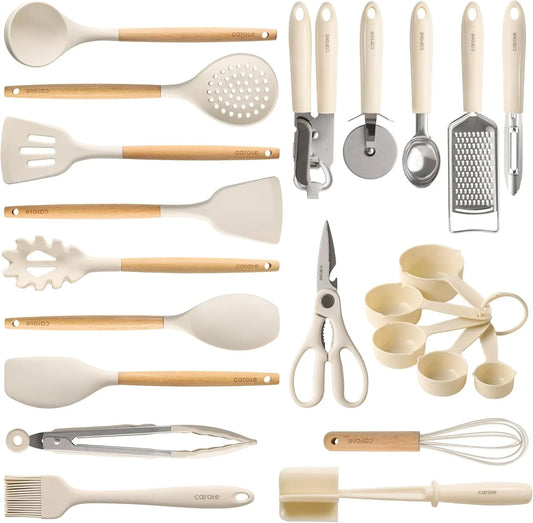 22Pcs Silicone Cooking Utensils Set, 446°F Heat Resistant Kitchen Utensils Gadgets Set, Spatula, Turner, Whisk, Tongs