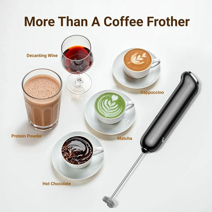 Instawhisk Milk Frother with Variable Speed, Rechargeable Coffee Frother Wand with Detachable Double Whisk, Drink Mixer Handheld Electric Stirrer for Latte, Cappuccino, Matcha, Almond Milk, Protein
