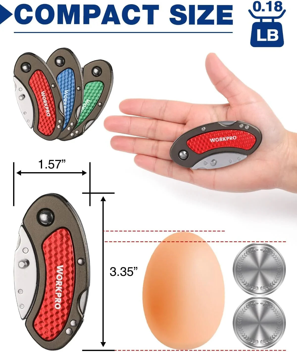 Folding Utility Knife Set Quick Change Blade, Back-Lock Mechanism 3-Piece with 10-Piece Extra Blades
