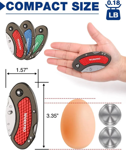 Folding Utility Knife Set Quick Change Blade, Back-Lock Mechanism 3-Piece with 10-Piece Extra Blades