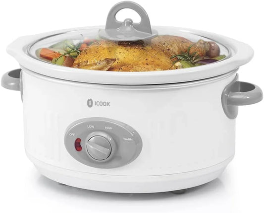 Slow Cooker 3.5 Quart Usc-351-Og,Dishwasher Safe Crock/Ceramic Inner Pot and Glass Lid,Small Slow Cooker,Oval Shape,White