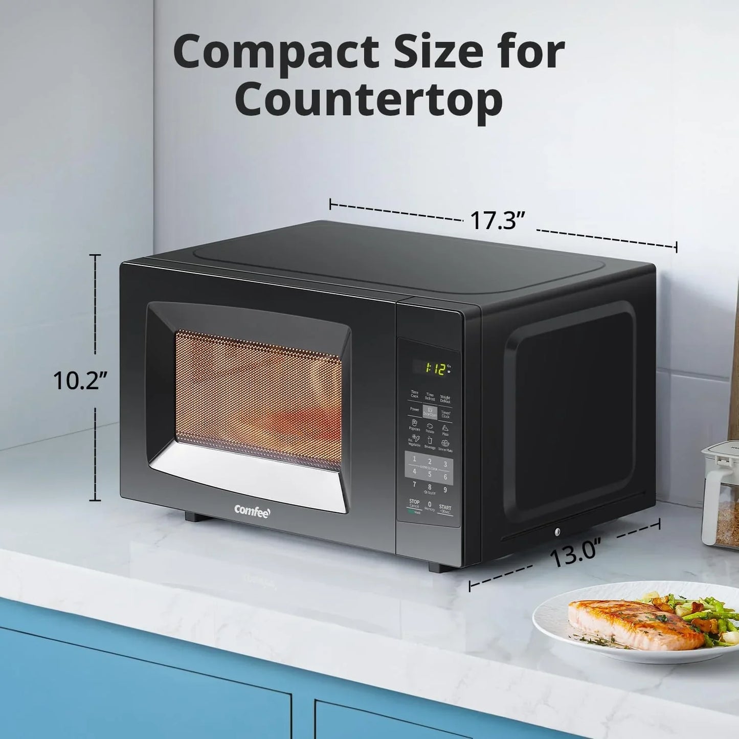 EM720CPL-PMB Countertop Microwave Oven with Sound On/Off, ECO Mode and Easy One-Touch Buttons, 0.7Cu.Ft, 700W, Black