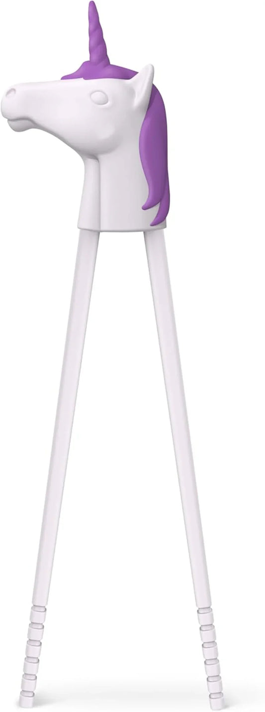 MUNCHTIME Unicorn Chopsticks for Kids, Purple and White, Reusable Beginner Chopsticks with Animated Interactive Design, Fun Gift and Picky Eater Solution