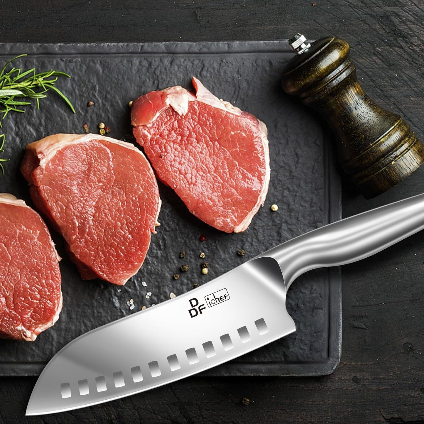 Kitchen Knife, Chef'S Knife in Japanese Stainless Steel Professional Santoku Cooking Knife, 7 Inch Non-Slip Ultra Sharp Knife with Ergonomic Handle