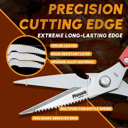 Kitchen Scissors for Food - Stainless Steel Kitchen Shears, Sharp Red Meat Scissors Dishwasher Safe, Heavy Duty Poultry Shears, Japanese Cooking Scissor for Chicken, Christmas Gift for Men Women