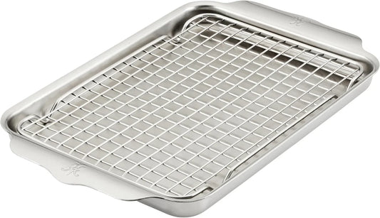 Provisions Ovenbond – 9" X 12.5" Tri-Ply Clad Stainless Steel Quarter Sheet Pan with Rack