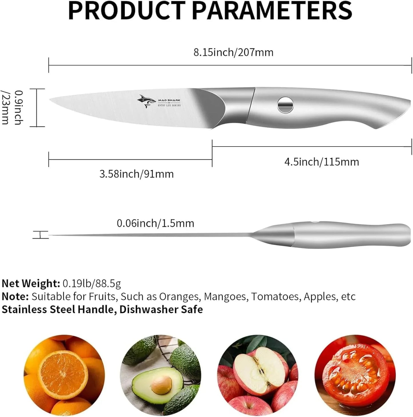 Paring Knife 3.5 Inch Paring Knives, Small Kitchen Knife, Ultra Sharp German Stainless Steel Vegetable Knives, Ergonomic Handle Design, Unique Gift for Men/Women