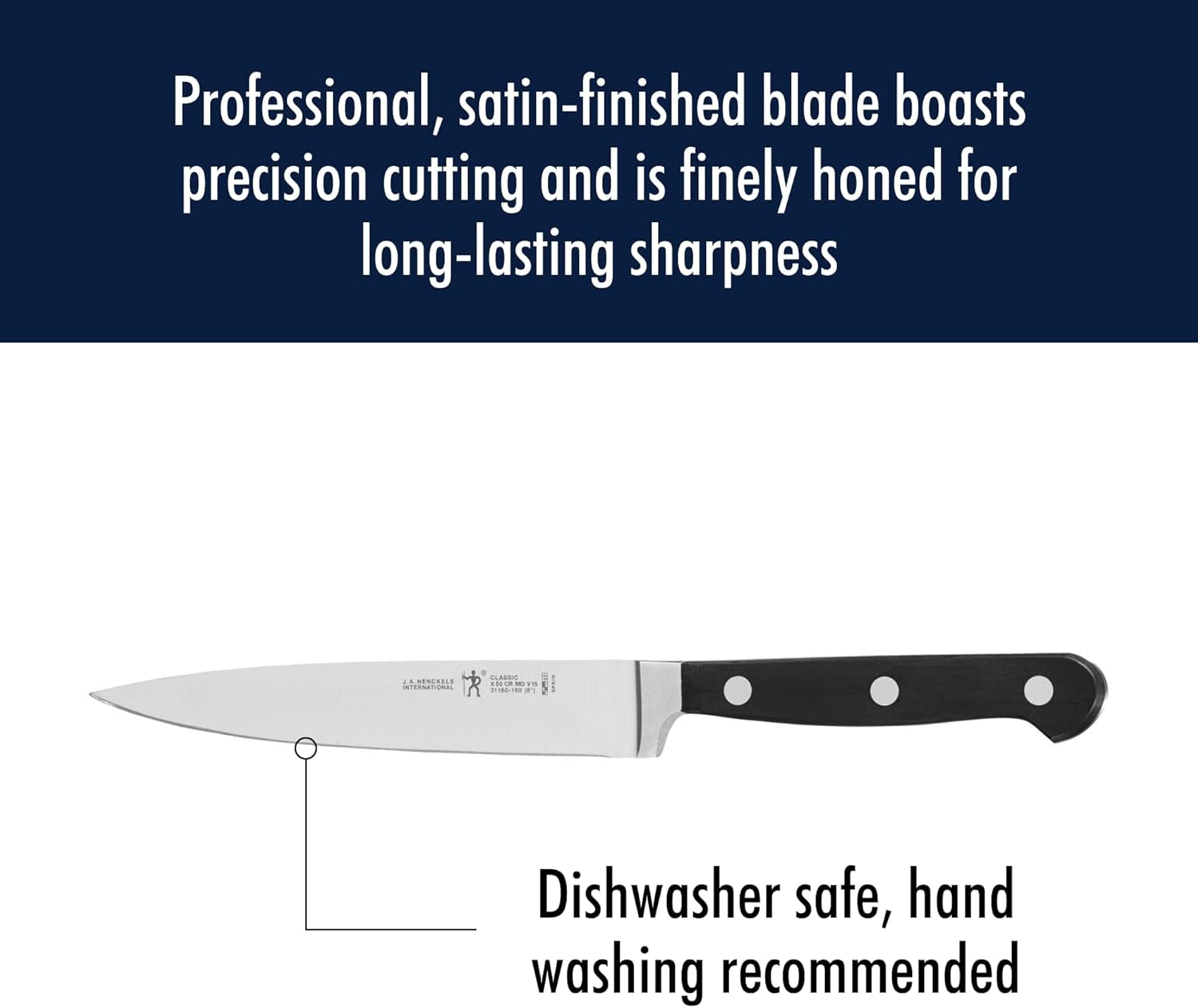 Classic Razor-Sharp 3-Piece Kitchen Knife Set, Chef Knife, Paring Knife, Utility Knife, German Engineered Informed by 100+ Years of Mastery, Stainless Steel