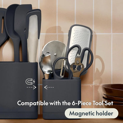 7-Piece Modular Gadget Set, Grater, Pizza Cutter, Ice Cream Scoop, Peeler, Shears, Bottle Opener, Crock with Removable Divider, Dishwasher Safe, Slate