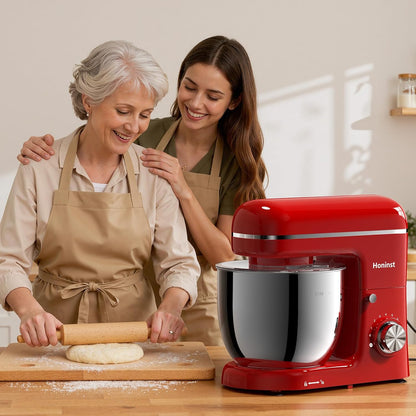 Stand Mixer, 3-In-1 8-Speed 660W 6.5QT Tilt-Head Food Mixer, Electric Mixer with Bowl, Dough Hook, Whisk and Beater, Kitchen Mixer for Baking, Cake and Most Home Cooks, Red