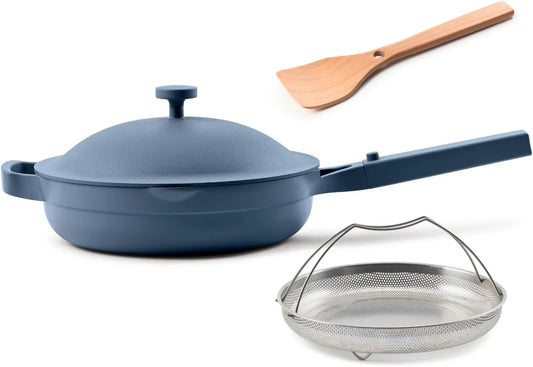 Always Pan 2.0-10.5” (2.6 Qt) Nonstick, Toxin-Free Ceramic Cookware | Patented 10-In-1 Aluminum Frying & Sauté Pan | Safe for Oven, Induction & All Cooktops up to 450°F | Blue Salt
