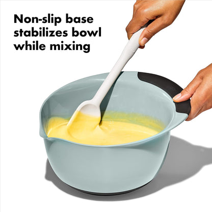 Good Grips 3-Piece Plastic Mixing Bowl Set - Cadet Blue, Tower Gray, Jade, Small, Medium, Large