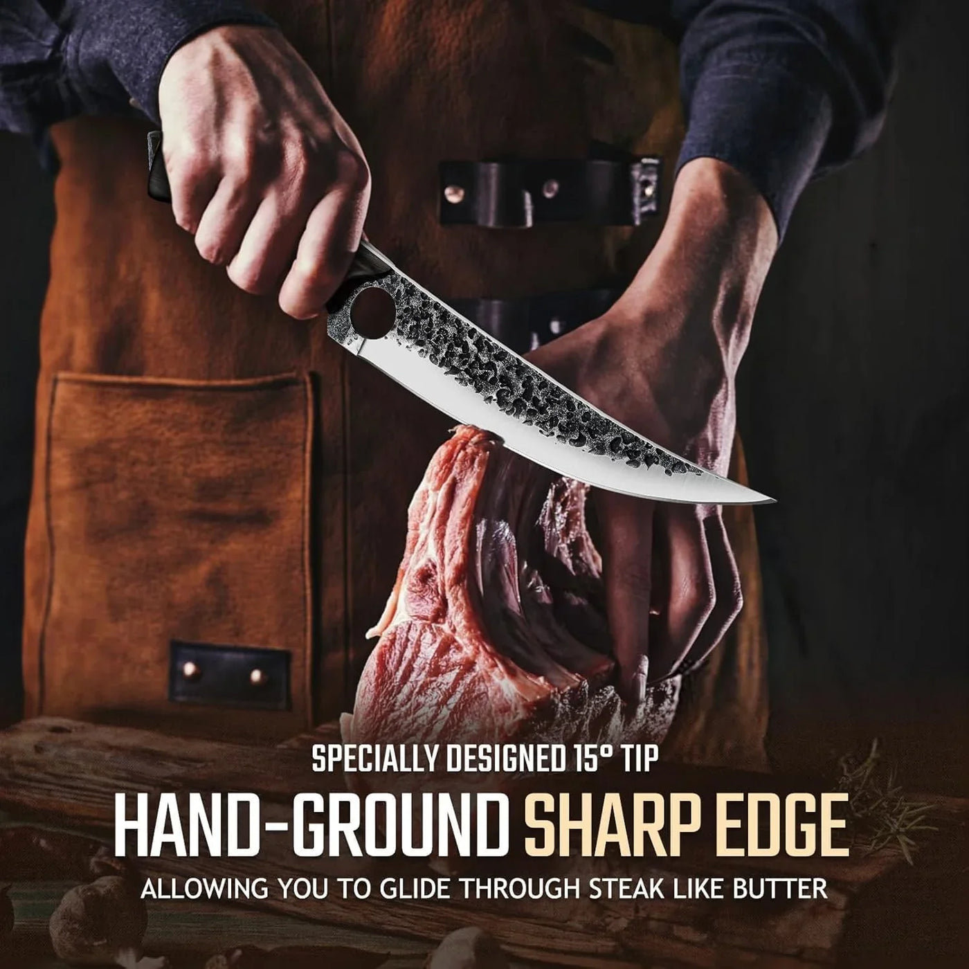 Viking Boning Knife 6 Inch, Japanese Boning Knives for Meat Cutting, Full Tang Fillet Knife with Sheath, Brisket Trimming Knives for BBQ, Camping, Christmas Gift for Men and Women