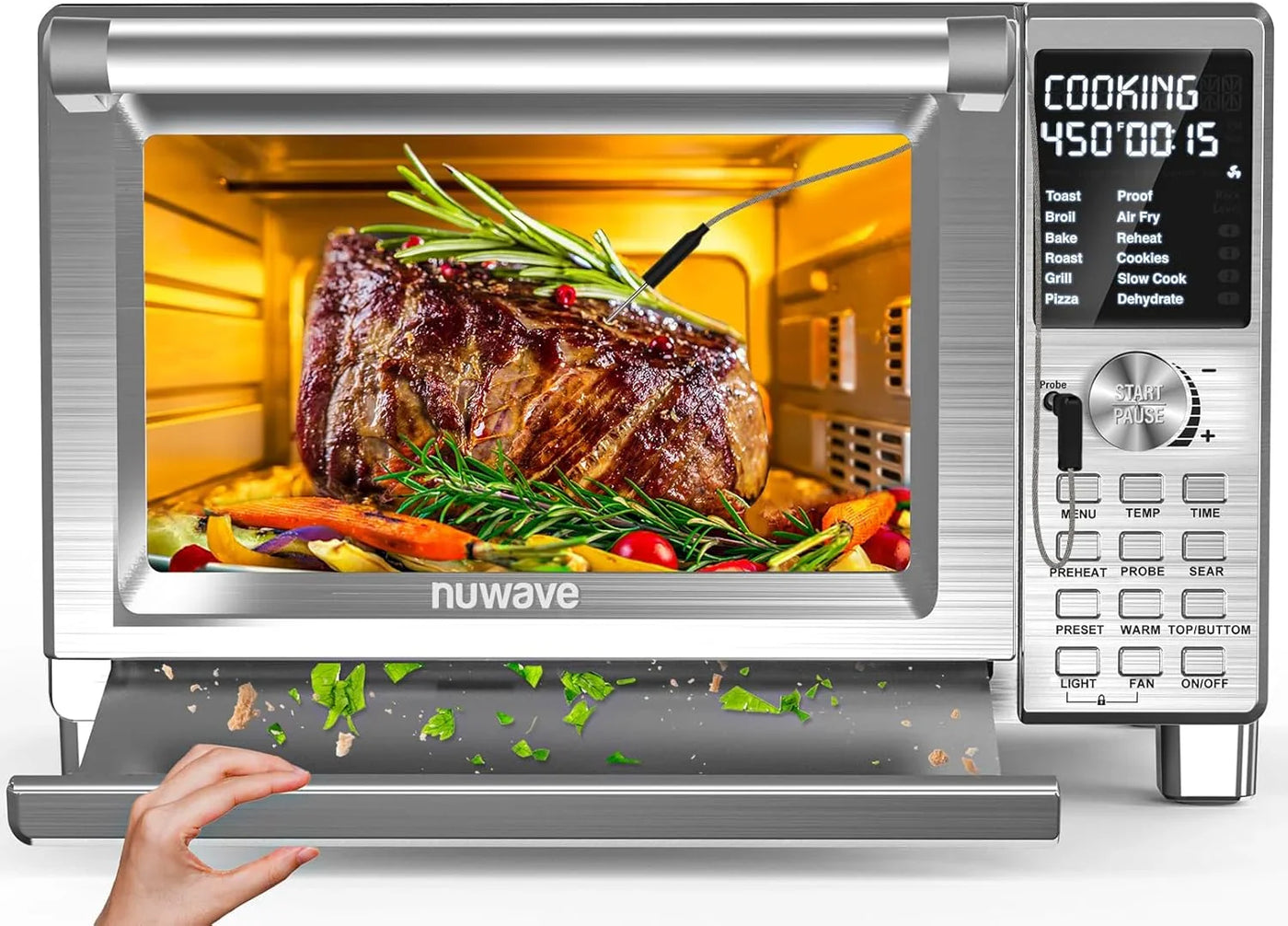 Bravo XL Pro Air Fryer Toaster Oven, Improved 100% Super Convection, Quicker & Crispier Results, 100 Presets, Multi-Layer Even Cooking, 50-500F, Smart Probe, PFAS Free, 30QT, Stainless Steel