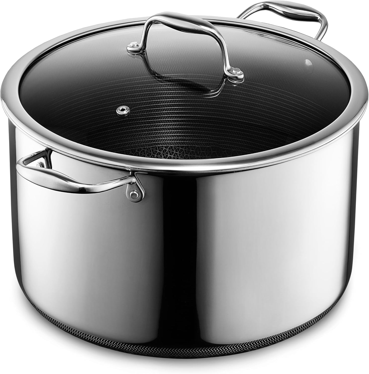Hybrid Nonstick 12-Quart Stockpot with Tempered Glass Lid, Stay-Cool Handles, Dishwasher-Friendly, Oven-Safe up to 900°F, Induction Ready, Compatible with All Cooktops
