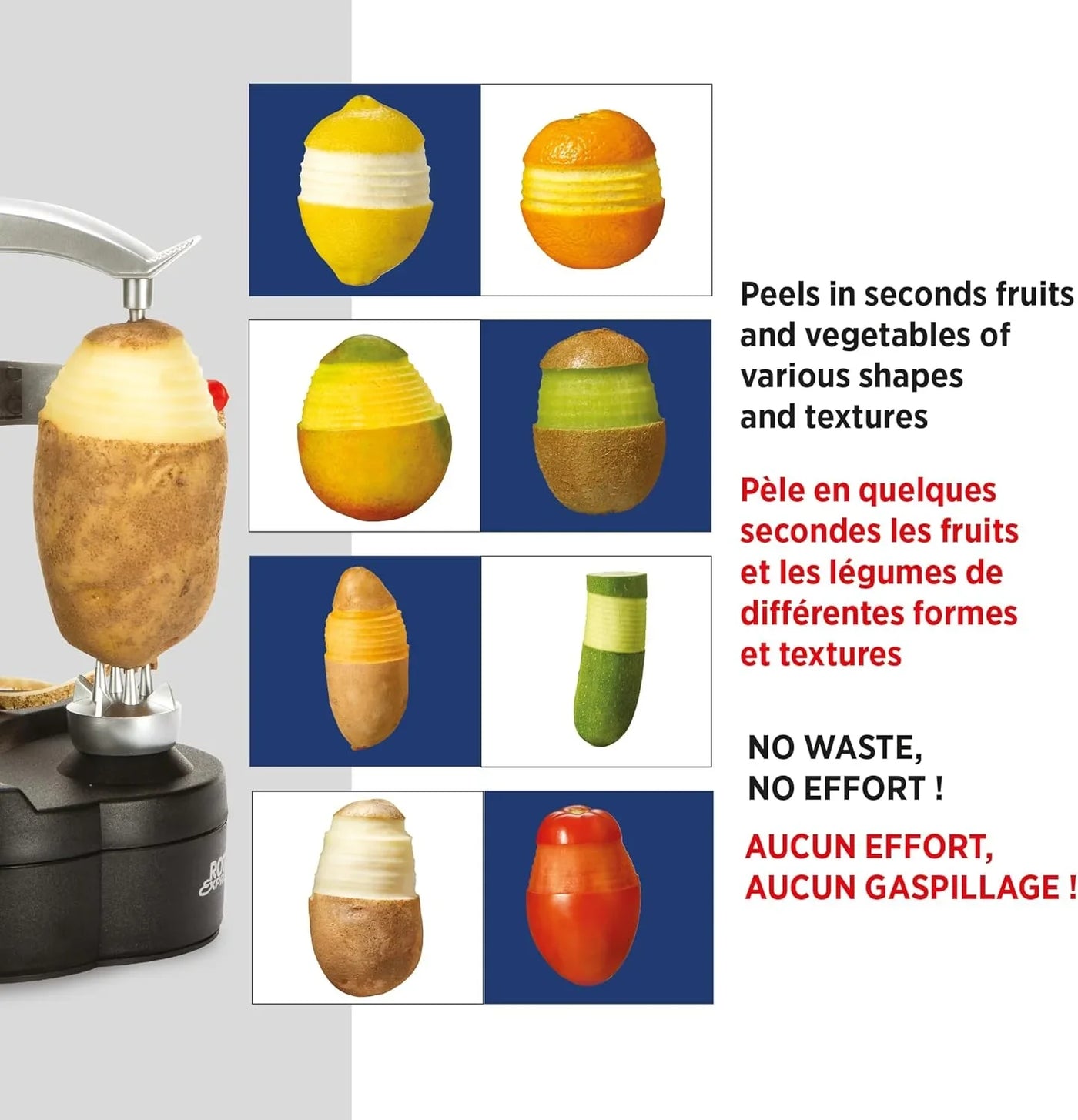 Rotato Express Electric Peeler - 2 Spare Blades - Safe & Easy to Use - Effortlessly Peels Vegetables and Fruit