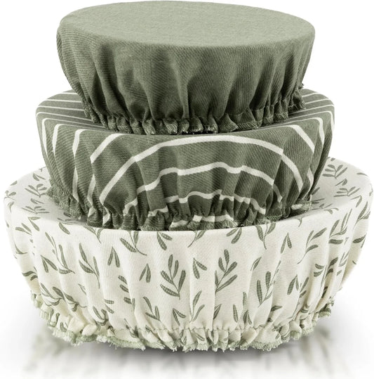 Beautiful Linen Cotton Blend Bowl Covers for Bread Proofing - Reusable Set of 3 in Varying Sizes Easily Fit Your Bowls 7" to 13" - Durable Fabric Covers, Ideal Sourdough Bread Baking Accessories