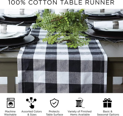 Farmhouse Braided Stripe Table Runner Collection, 15X72 (15X77, Fringe Included), Stonewash Blue