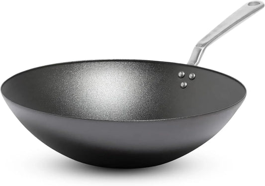 Cookware | 13" Seasoned Carbon Steel Wok - (Like Cast Iron, but Better) | Professional Cookware | Crafted in Sweden | Induction Compatible