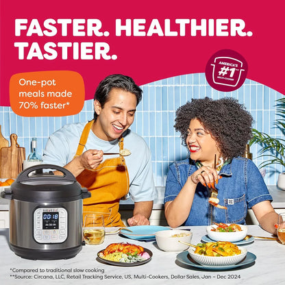Duo 7-In-1 Electric Pressure Cooker, Slow Cooker, Rice, Steamer, Sauté, Yogurt Maker, Warmer & Sterilizer, Includes App with over 800 Recipes, Stainless Steel, 6 Quart