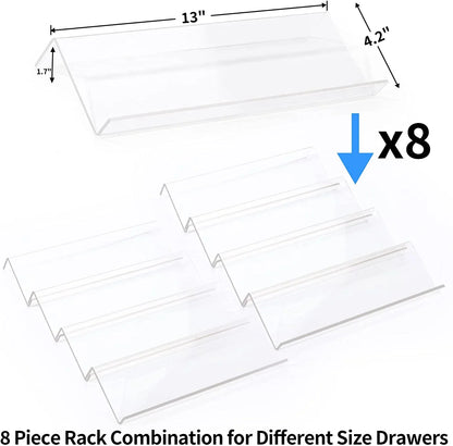 Clear Acrylic Spice Drawer Organizer, 4 Tier- 2 Set Expandable from 13" to 26" Drawer Seasoning Organizer, Kitchen Spice Rack Tray for Drawer/Countertop (Jars Not Included)