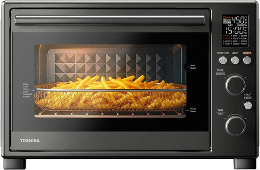 Cheffry Air Fryer Toaster Oven Combo, 12-In-1 Convection Countertop Oven, 34QT / 32L Large Capacity, 1750W, Master Pizza Modes Design with Exclusive Dual-Temp Tech