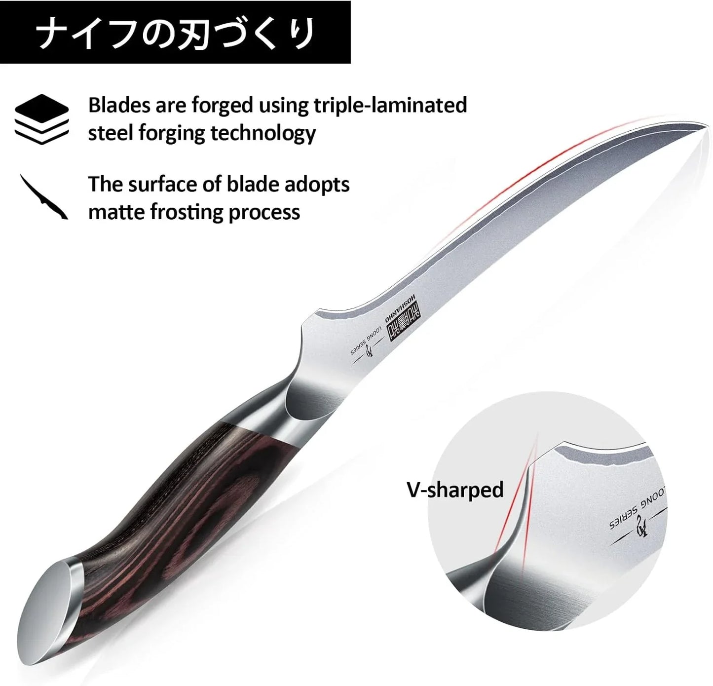 Fillet Knife 9 Inch, Super Sharp Boning Knife in High Carbon Stainless Steel, Professional Japanese Fish Knives for Meat Poultry Cutting