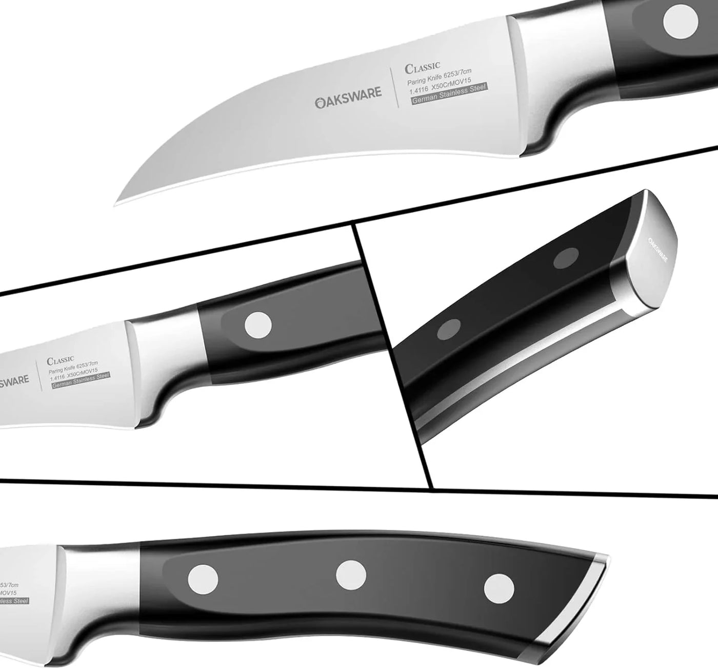Bird Beak Paring Knife, 2.75 Inch Peeling Knives German Stainless Steel Small Curved Fruit Knifes, Razor Sharp Kitchen Pairing Knives with Ergonomic and Full Tang Handle
