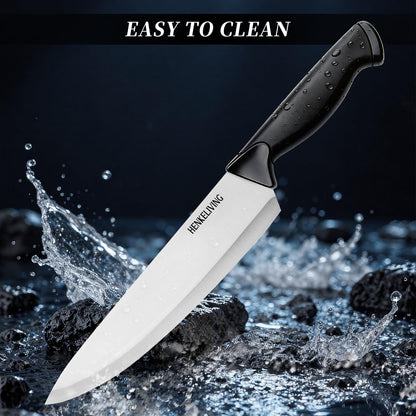 Knife Set, 14-Piece Kitchen Knives Set with Block, German High Carbon Stainless Steel, Ergonomic Non-Slip Handles, Blacksilver