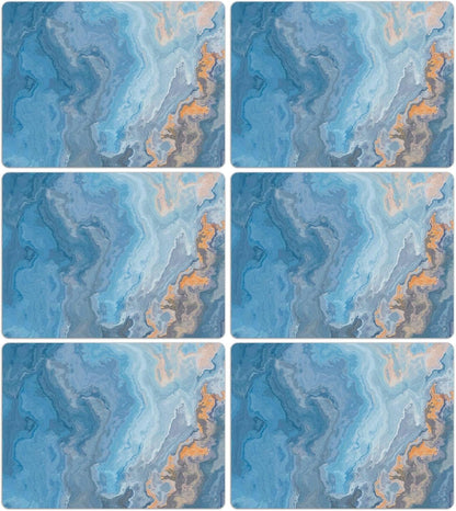 Marble Placemats Set of 6 Blue Marbles Plastic Table Mats Marble Theme Place Mats Wipe Clean Washable Holiday Table Decoration for Indoor Outdoor Party Kitchen Dining