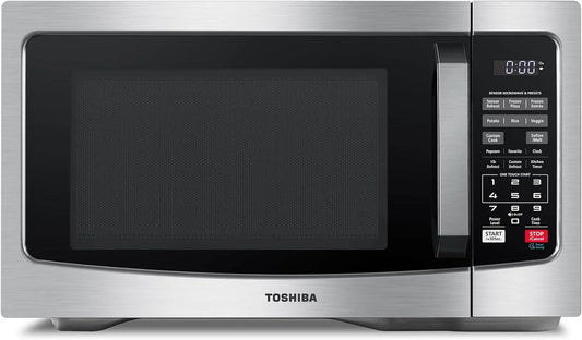 EM131A5C-SS Countertop Microwave Ovens 1.2 Cu Ft with 12.4" Removable Turntable Smart Humidity Sensor, 12 Auto Menus Mute Function ECO Mode Easy Clean Interior, 1000W, Silver