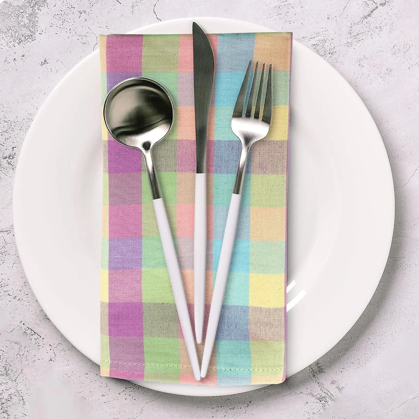 Cloth Napkins Set of 12 20X20 Inches 100% Cotton Napkins Cloth Washable Soft Durable Reusable Absorbent Table Dinner Napkins Cloth for Easter Decorations Restaurant Weddings-Easter Checks